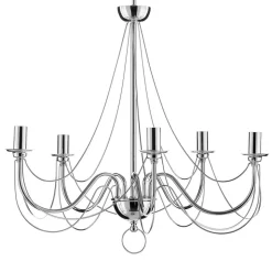 Kroonluchter Retro in zilver, 6-lamps, 75 cm