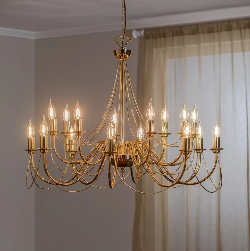 Kroonluchter retro, 16-lichts, goud