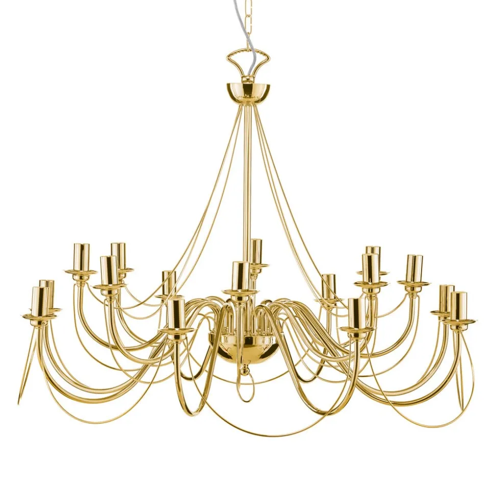 Kroonluchter retro, 16-lichts, goud