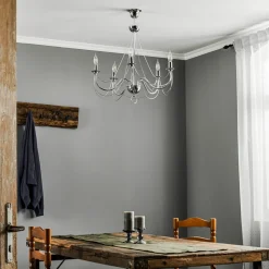 Kroonluchter retro, vijfarmig 75 cm, chroom