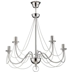 Kroonluchter retro, vijfarmig 75 cm, chroom