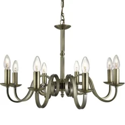 Kroonluchter Richmond messing antiek, 8-lamps