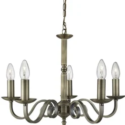 Kroonluchter Richmond messing antiek,5-lamps