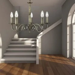 Kroonluchter Richmond messing antiek,5-lamps