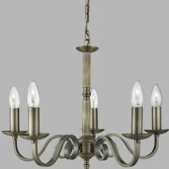 Kroonluchter Richmond messing antiek,5-lamps