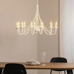 Kroonluchter roze, wit, 12-lamps, metaal