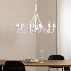 Kroonluchter roze, wit, 12-lamps, metaal