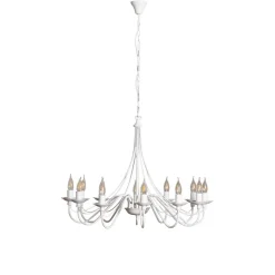 Kroonluchter roze, wit, 12-lamps, metaal