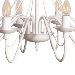 Kroonluchter roze, wit, 12-lamps, metaal