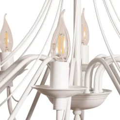 Kroonluchter roze, wit, 12-lamps, metaal