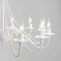 Kroonluchter roze, wit, 12-lamps, metaal