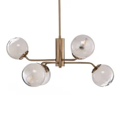 Kroonluchter Santon, messing antiek/wit, 6-lamps