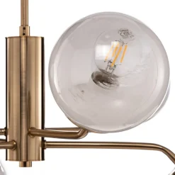 Kroonluchter Santon, messing antiek/wit, 6-lamps