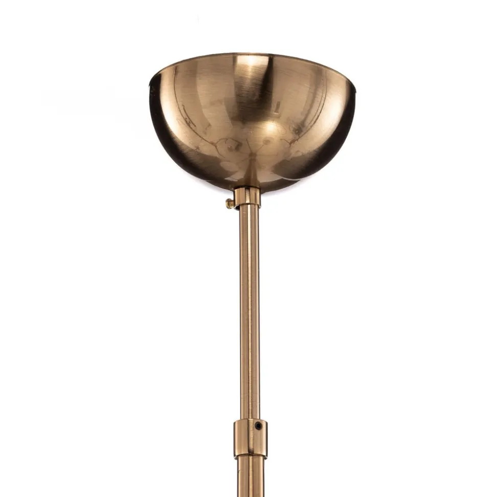 Kroonluchter Santon, messing antiek/wit, 6-lamps