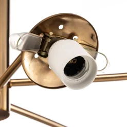 Kroonluchter Santon, messing antiek/wit, 6-lamps