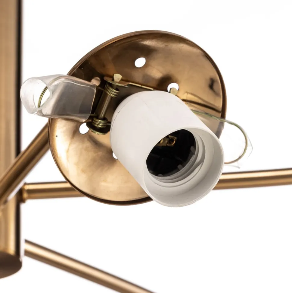 Kroonluchter Santon, messing antiek/wit, 6-lamps