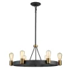 Kroonluchter Silas, zwart, 6-lamps, Ø72,3cm