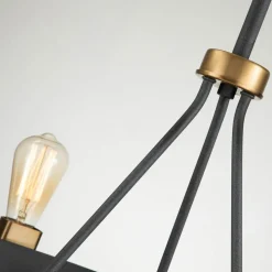 Kroonluchter Silas, zwart, 6-lamps, Ø72,3cm