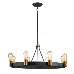 Kroonluchter Silas, zwart, 8-lamps, Ø 82,9cm