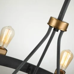 Kroonluchter Silas, zwart, 8-lamps, Ø 82,9cm