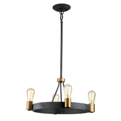 Kroonluchter Silas, zwart, 4-lamps, Ø 54,9cm