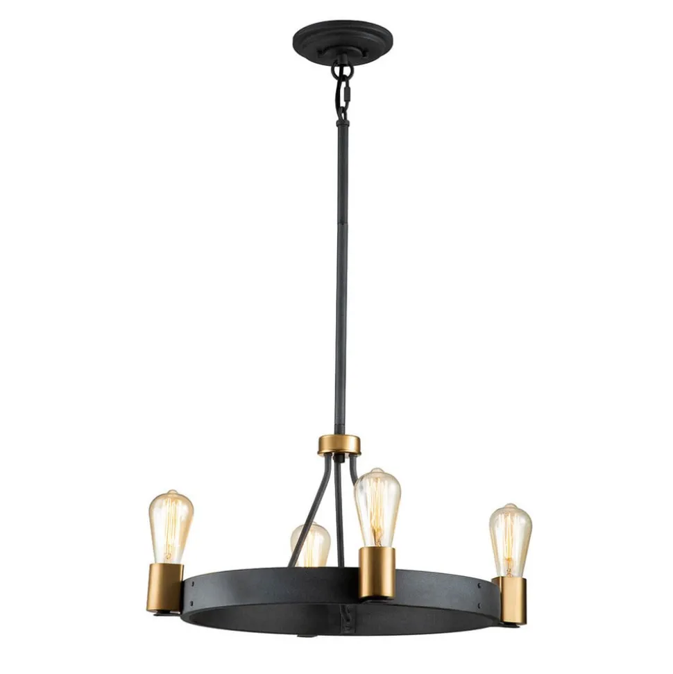 Kroonluchter Silas, zwart, 4-lamps, Ø 54,9cm