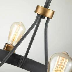 Kroonluchter Silas, zwart, 4-lamps, Ø 54,9cm