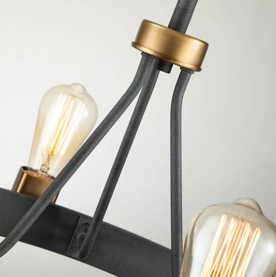 Kroonluchter Silas, zwart, 4-lamps, Ø 54,9cm