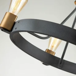 Kroonluchter Silas, zwart, 4-lamps, Ø 54,9cm