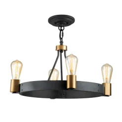 Kroonluchter Silas, zwart, 4-lamps, Ø 54,9cm