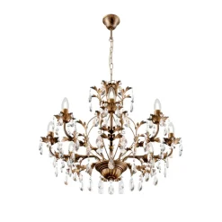 Kroonluchter Teresa, brons, kristal, Ø 70 cm, 8 kaarslampen