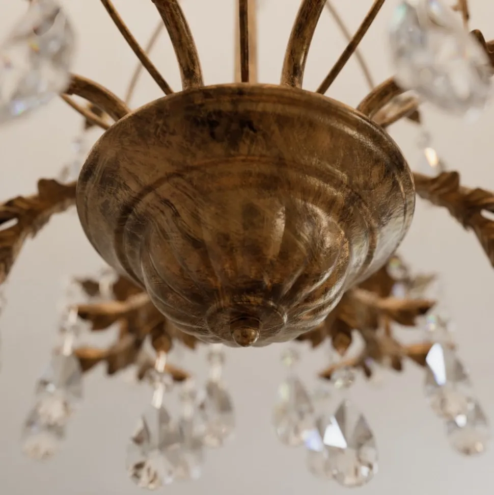 Kroonluchter Teresa, brons, kristal, Ø 70 cm, 8 kaarslampen