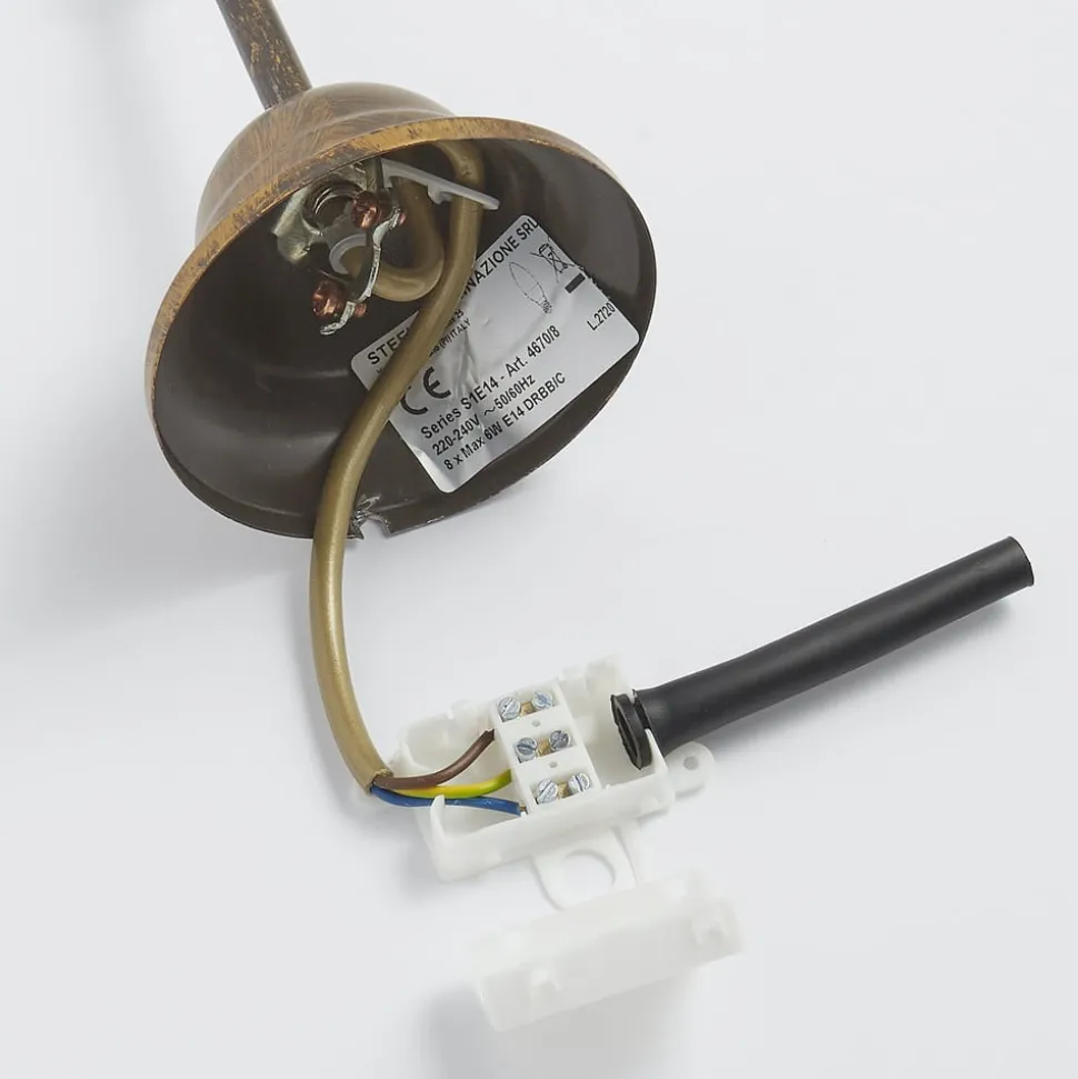 Kroonluchter Teresa, brons, kristal, Ø 70 cm, 8 kaarslampen