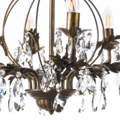 Kroonluchter Teresa, 12-lamps, bronskleurig, kristal