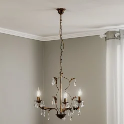 Kroonluchter Teresa met kristallen, 3-lamps