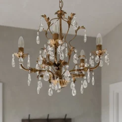 Kroonluchter Teresa met kristallen, 5-lamps