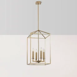 Kroonluchter Till 13256, goudkleurig, metaal, 4-lamps