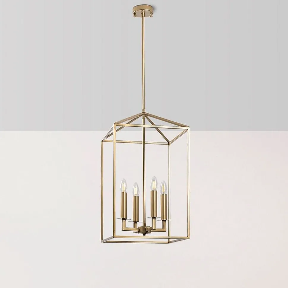 Kroonluchter Till 13256, goudkleurig, metaal, 4-lamps