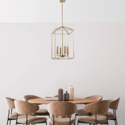 Kroonluchter Till 13256, goudkleurig, metaal, 4-lamps