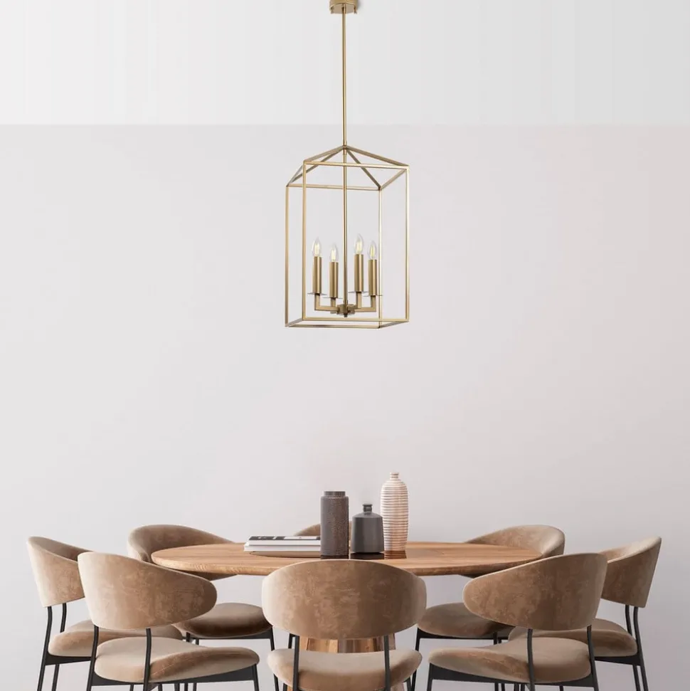 Kroonluchter Till 13256, goudkleurig, metaal, 4-lamps