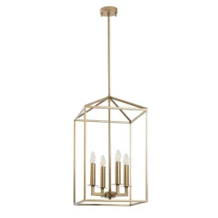 Kroonluchter Till 13256, goudkleurig, metaal, 4-lamps