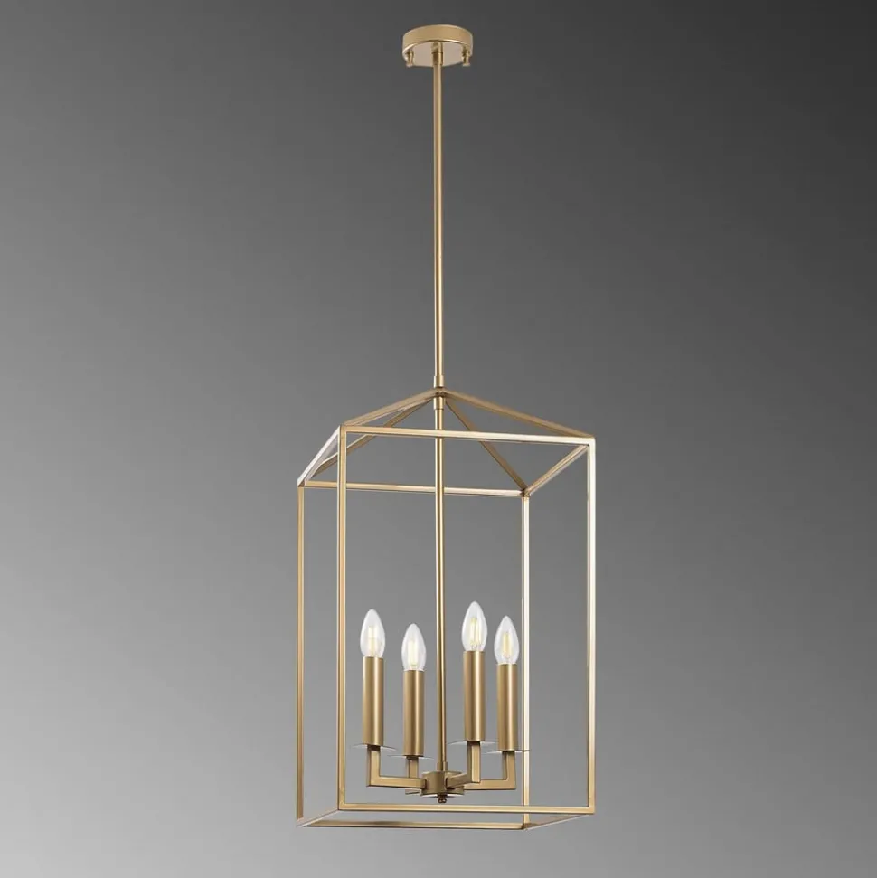 Kroonluchter Till 13256, goudkleurig, metaal, 4-lamps