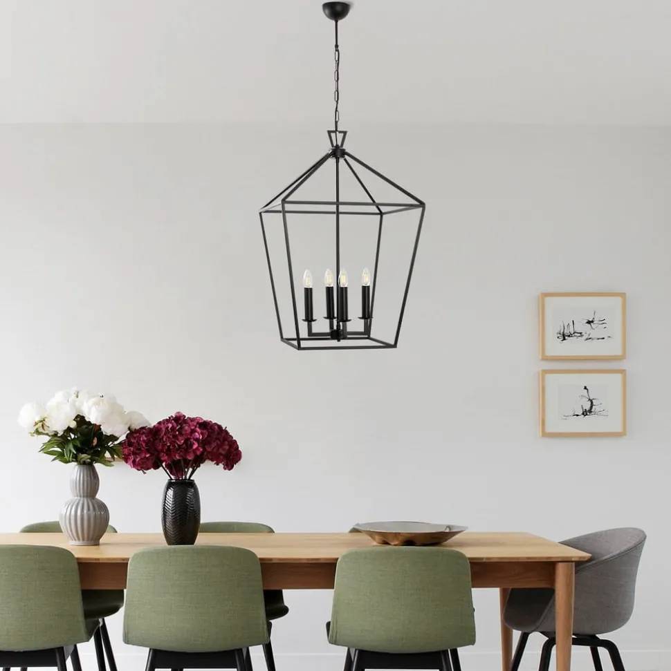 Kroonluchter Till 13251, zwart, metaal, 4-lamps