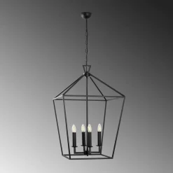 Kroonluchter Till 13251, zwart, metaal, 4-lamps