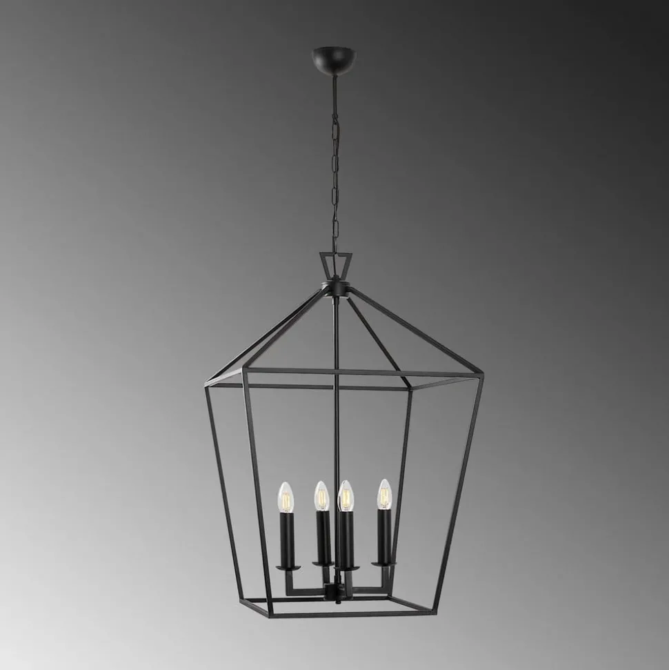 Kroonluchter Till 13251, zwart, metaal, 4-lamps