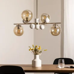 Kroonluchter Toppo, goud, 4-lamps