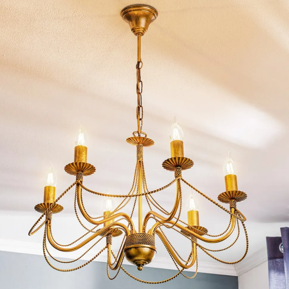 Kroonluchter Tori 6, 6-lamps, goud