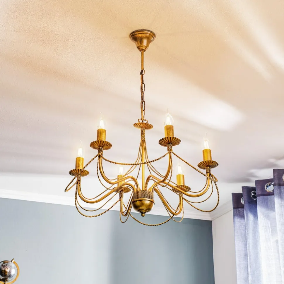 Kroonluchter Tori 6, 6-lamps, goud