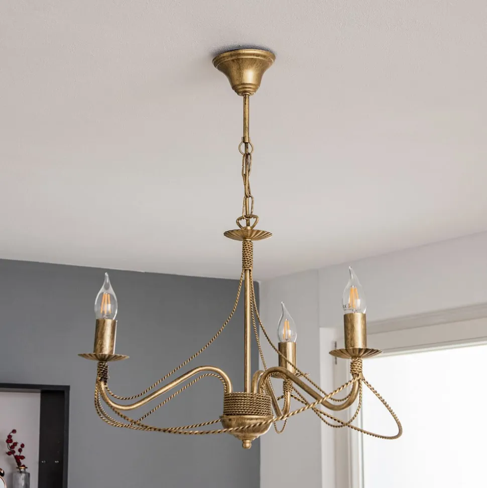 Kroonluchter Tori 3, 3-lamps, goud