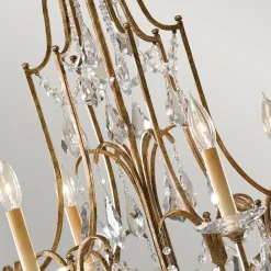 Kroonluchter Valentina, 6-lamps, brons/kristal